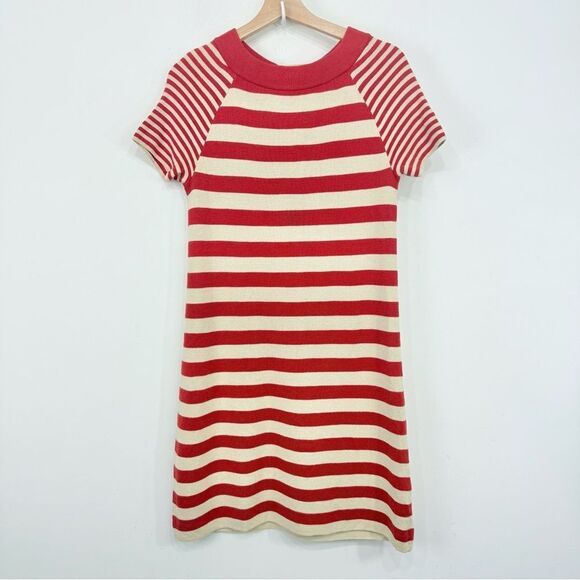 Kate Spade SELMA Red Stripe Cotton Silk Cashmere Knit Preppy Nautical Dress - Picture 5 of 16